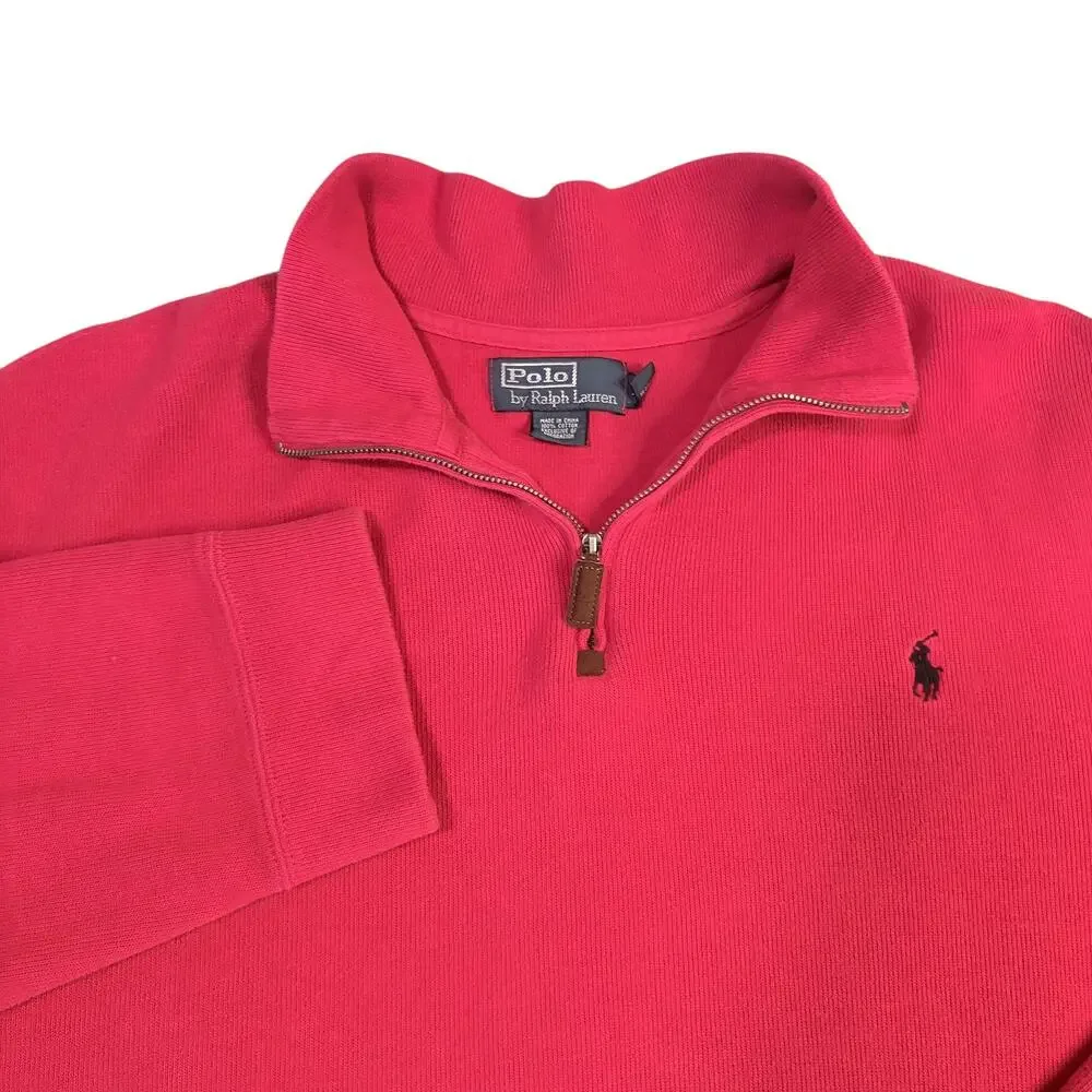 Polo Ralph Lauren‎ Men's 1/4 Zip Red Pullover Sweater Sz XXL